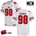 Men's Wisconsin Badgers NCAA #98 Kraig Howe White Authentic Under Armour Big & Tall Stitched College Football Jersey XC31Z41EW